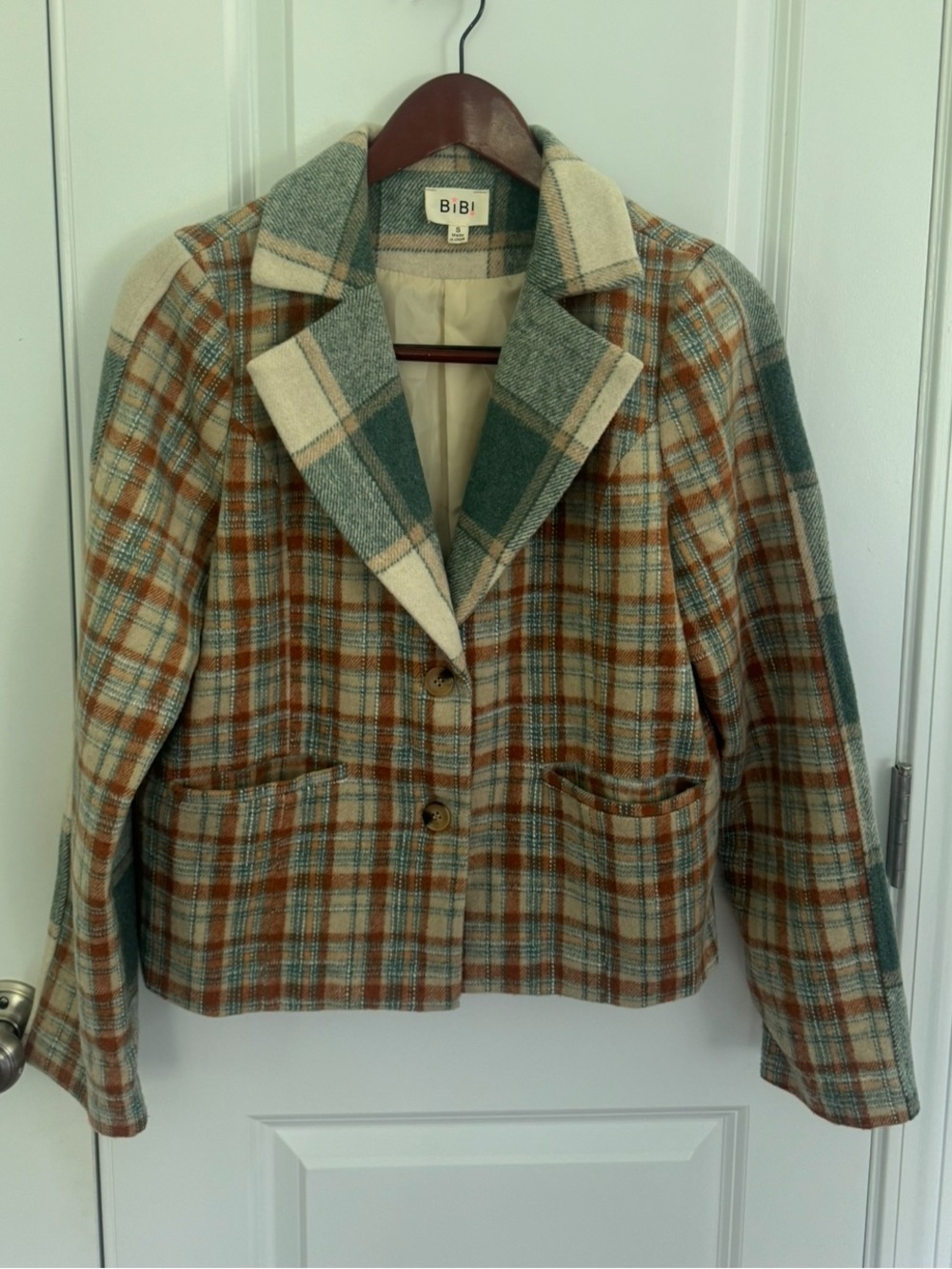 Bibi Plaid Colorblock Blazer